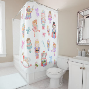 Nutcracker Ballet Pastel Pattern Shower Curtain