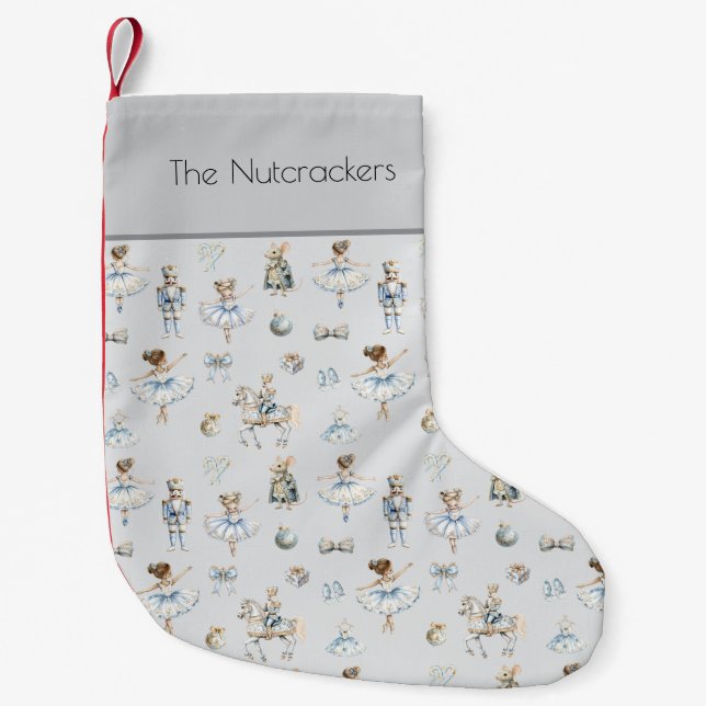 Nutcracker Ballet Pattern Small Christmas Stocking (Front)