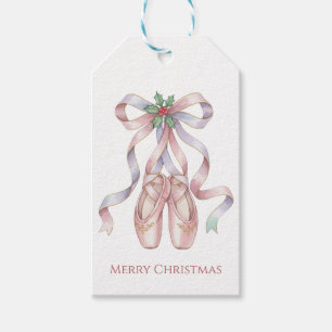 Nutcracker Ballet Slippers with Pink Ribbon Gift Tags