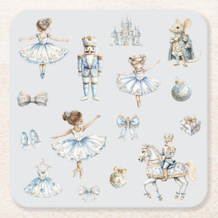 Nutcracker Ballet  Square Paper Coaster