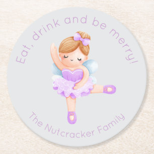 Nutcracker Ballet Sugar Plum Fairy Round Paper Coaster