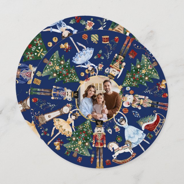 Nutcracker Ballet Vintage Merry Christmas Photo Holiday Card (Front/Back)