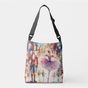 Nutcracker Ballet Watercolor Christmas Ballerina Crossbody Bag
