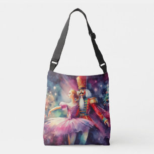 Nutcracker Ballet Watercolor Christmas Ballerina Crossbody Bag