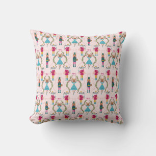 Nutcracker Ballet Whimsical Pattern Pink Cushion