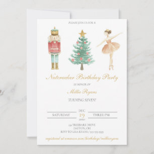 Nutcracker Birthday Ballerina Invitation Christmas