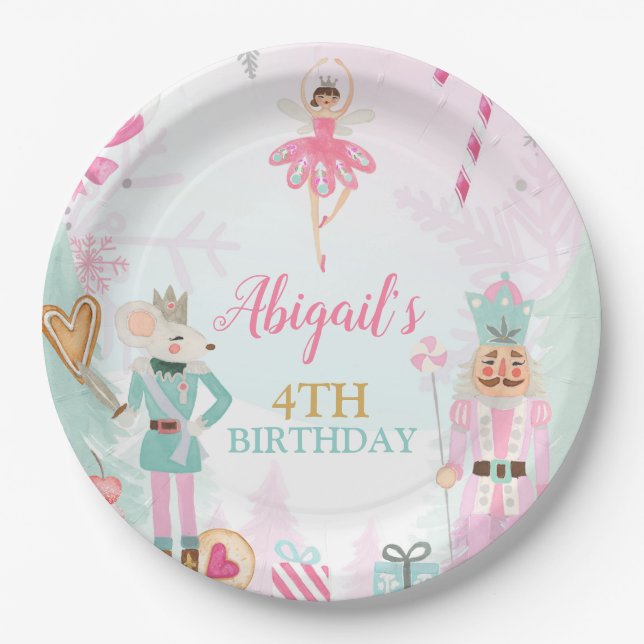 Nutcracker Birthday Christmas Sugar Plum Sweets Paper Plate (Front)