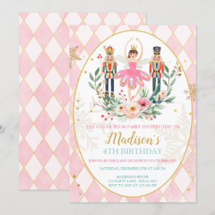 Nutcracker Birthday Girl Ballet Girl Suger Plum Invitation
