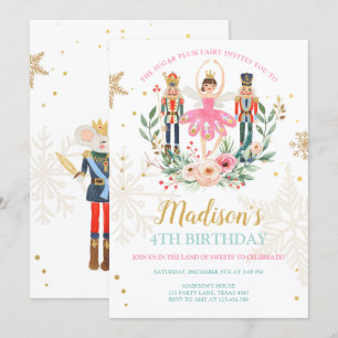 Nutcracker Birthday Girl Ballet Girl Suger Plum Invitation