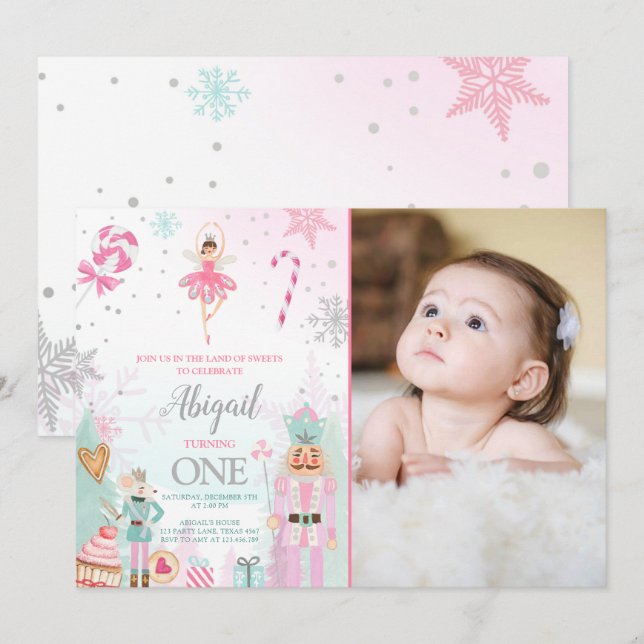 Nutcracker Birthday Girl Land of Sweets Fairy Invitation (Front/Back)