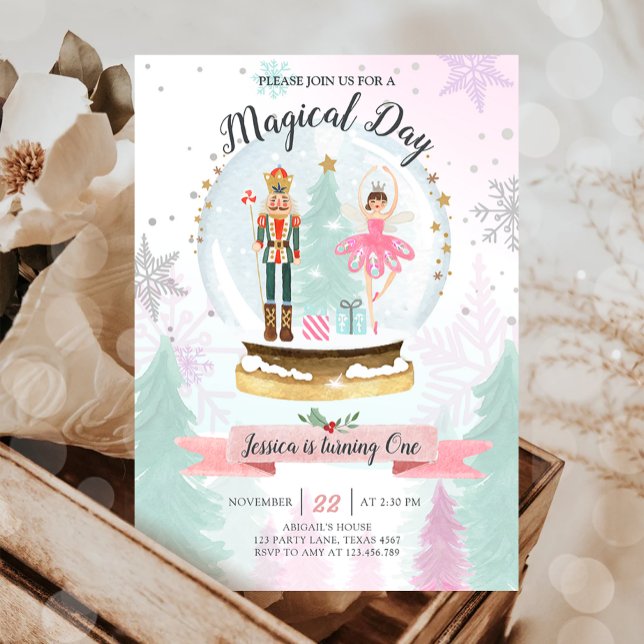 Nutcracker Birthday Girl Land of Sweets Fairy Pink Invitation (Creator Uploaded)