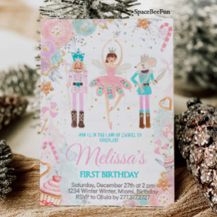 Nutcracker Birthday Invitation Girl Land of Sweets