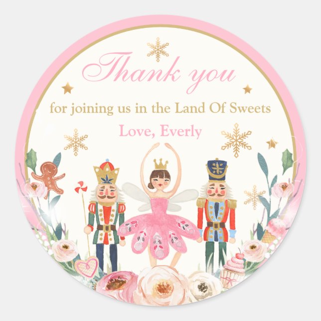 Nutcracker Birthday Land Of Sweet Party Favour Classic Round Sticker (Front)