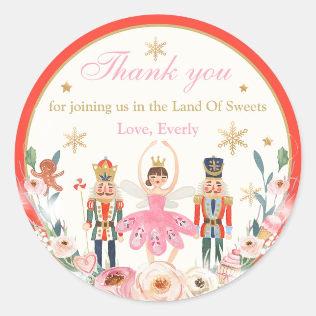 Nutcracker Birthday Land Of Sweet Party Favour Classic Round Sticker (Front)