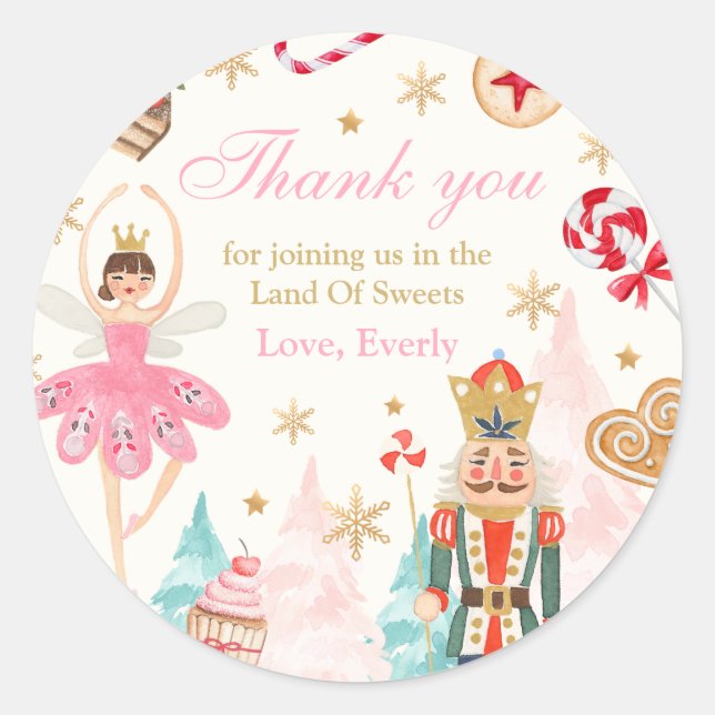 Nutcracker Birthday Land Of Sweet Party Favour Classic Round Sticker (Front)