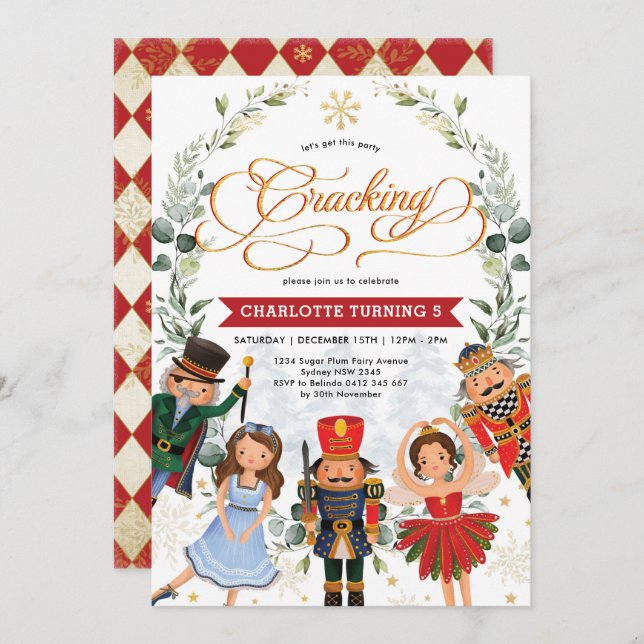 Nutcracker Birthday Let's Get The Party Cracking Invitation (Front/Back)