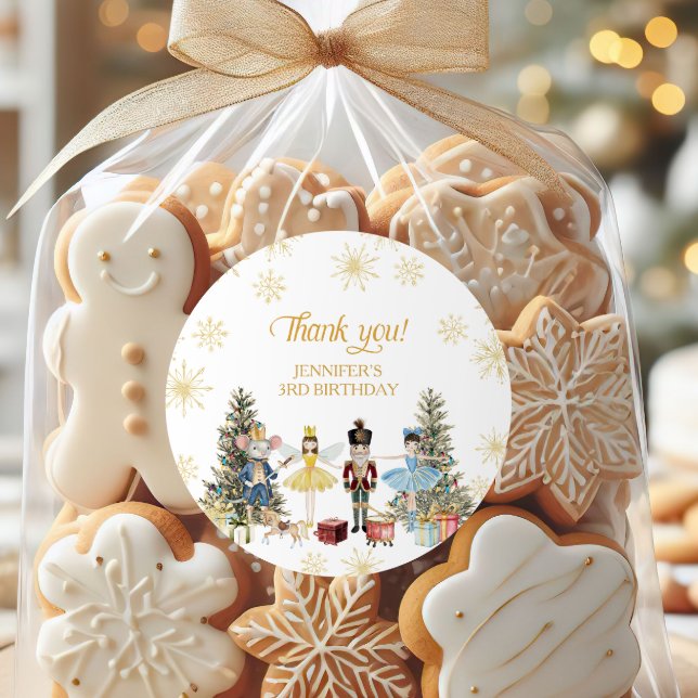 Nutcracker Birthday Party Thank You Classic Round Sticker (Creator Uploaded)