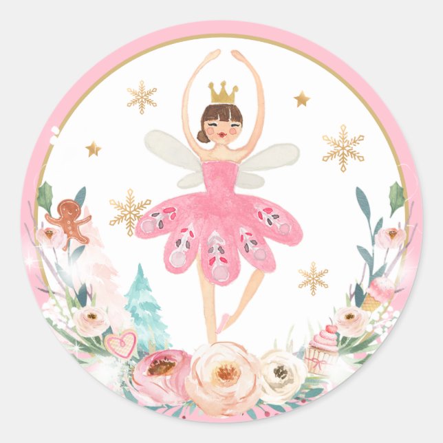 Nutcracker Birthday Sugar Plum Fairy Land Of Sweet Classic Round Sticker (Front)