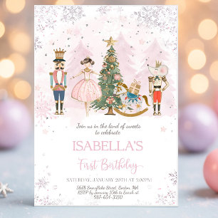 Nutcracker Birthday  Sugar Plum Pink  Invitation