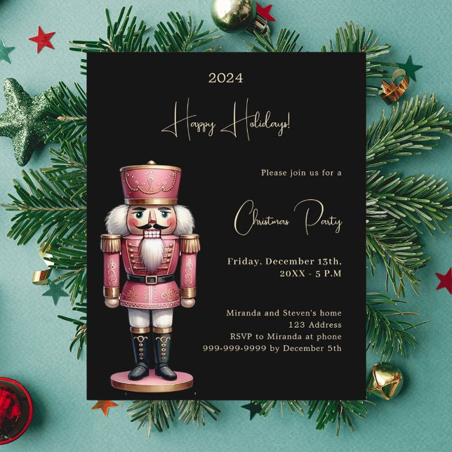 Nutcracker black gold Christmas Party invitration (Creator Uploaded)