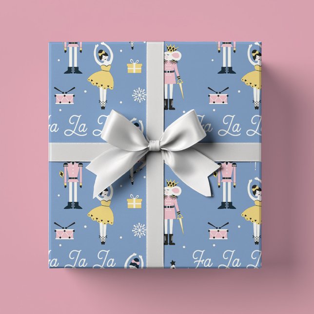 Nutcracker Blue Ballet Christmas Wrapping Paper Sheet (Creator Uploaded)