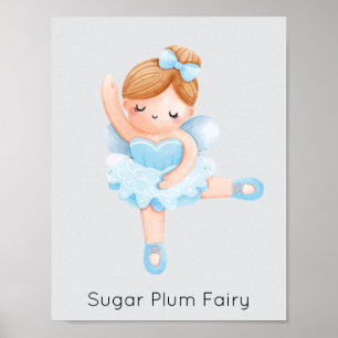 Nutcracker Blue Sugar Plum Fairy Christmas Poster