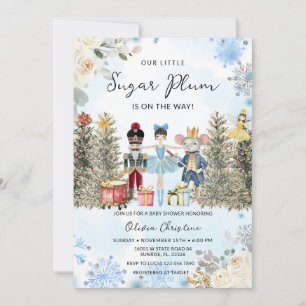 Nutcracker Blue Winter Snowflakes Baby Shower Invitation