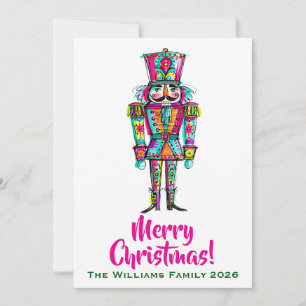 Nutcracker Boho Pink Christmas Holiday Card