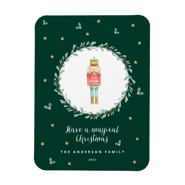 Nutcracker botanical cute Christmas Postcard Magnet (Vertical)