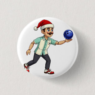 Nutcracker Bowling Christmas Sports Holiday Xmas 3 Cm Round Badge