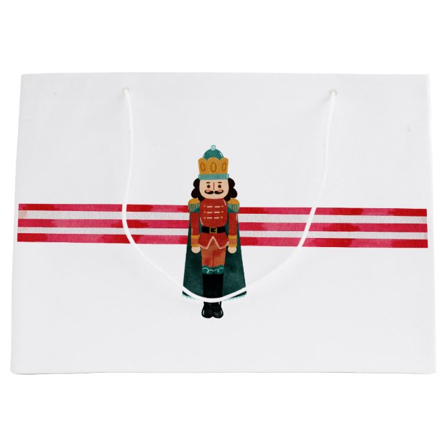 Nutcracker Candy Cane Christmas Holiday Gift Bag (Front)