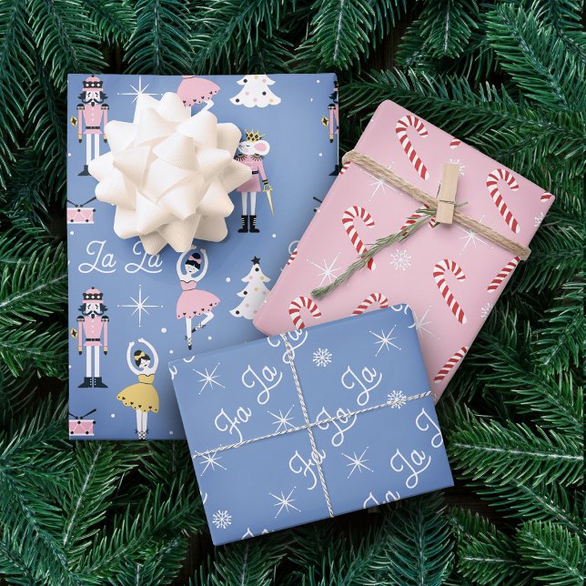 Nutcracker Candycane Ballet Christmas Wrapping Paper Sheet (Creator Uploaded)
