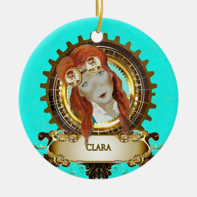 Nutcracker Ceramic Circle Ornament CLARA (Front)