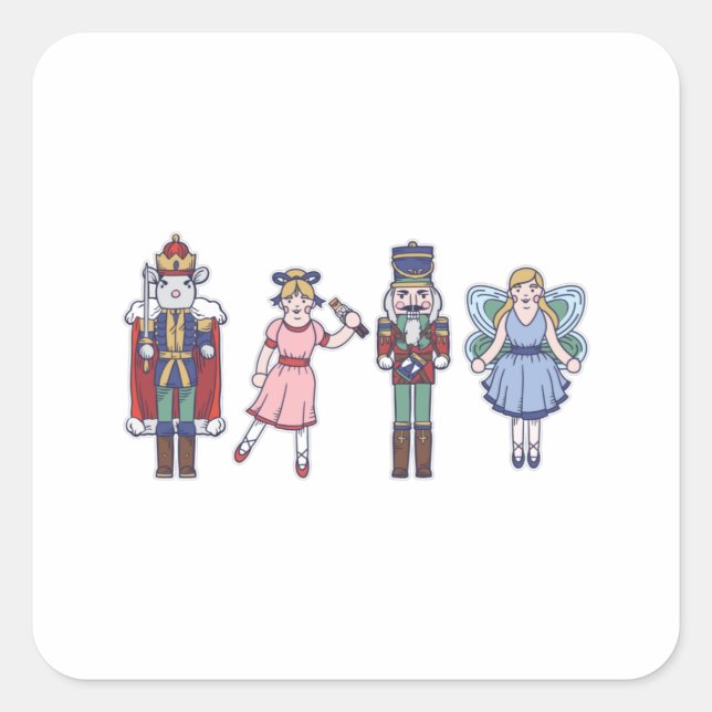 Nutcracker characters square sticker (Front)