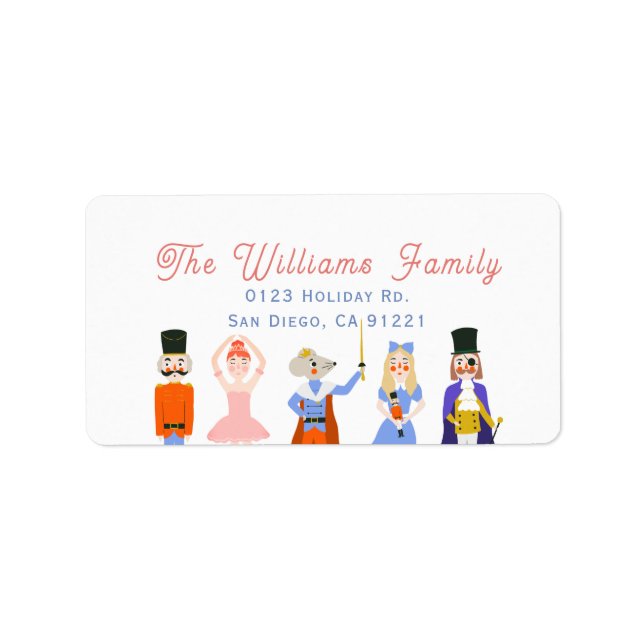 Nutcracker Characters White Holiday Address Label (Front)