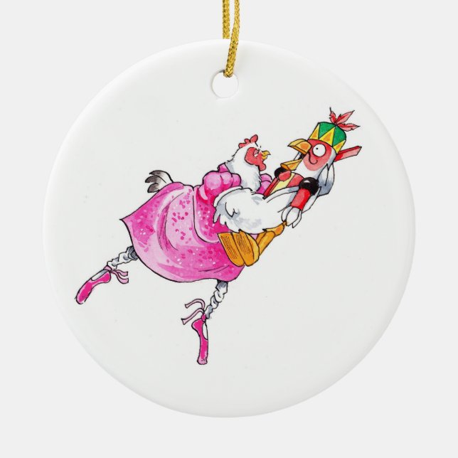 Nutcracker Chicken Ceramic Chritnas Ornament (Front)