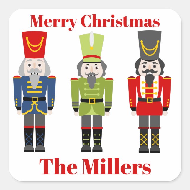 Nutcracker Christmas Address Classic Square Sticker (Front)
