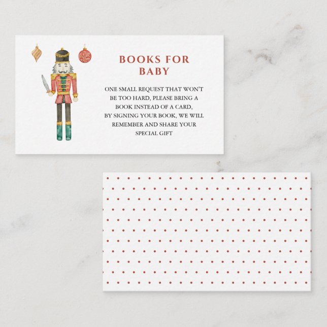 Nutcracker Christmas Baby Shower Book Request Enclosure Card (Front/Back)