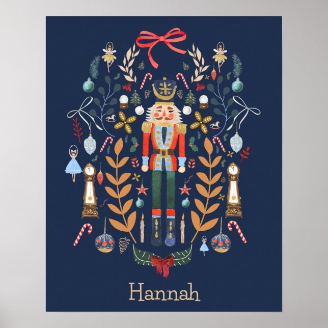 Nutcracker Christmas Ballet Custom Name Poster (Front)