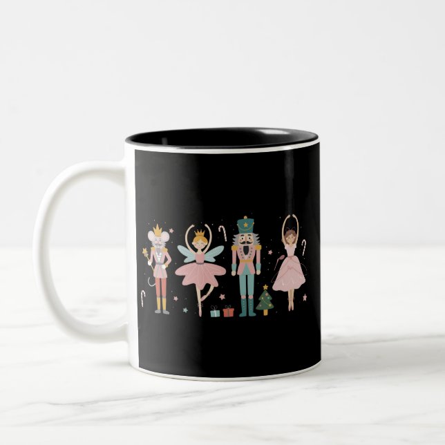 Nutcracker Christmas Ballet Cute Holiday Two-Tone Coffee Mug (Left)