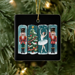 Nutcracker Christmas Ballet Holiday Scene Ceramic Ornament