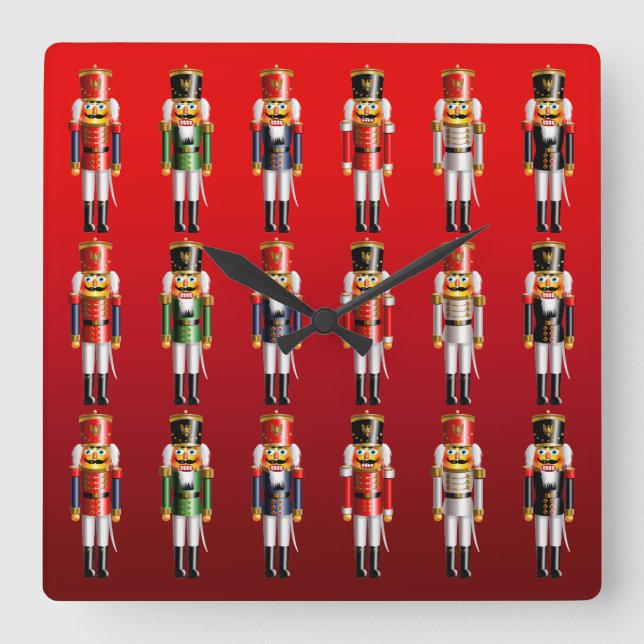 Nutcracker Christmas Ballet Square Wall Clock (Front)