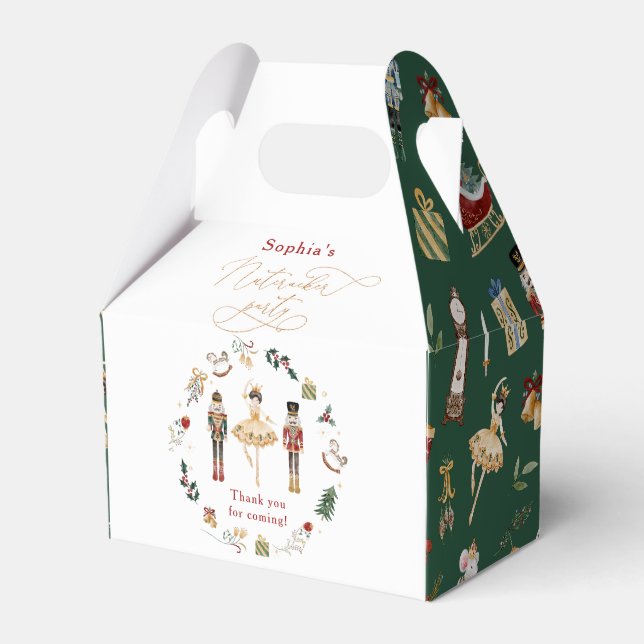 Nutcracker Christmas birthday party green gold Favour Box (Front Side)
