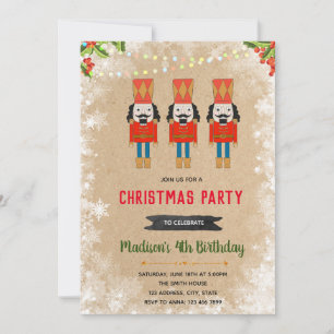 Nutcracker christmas birthday party invitation