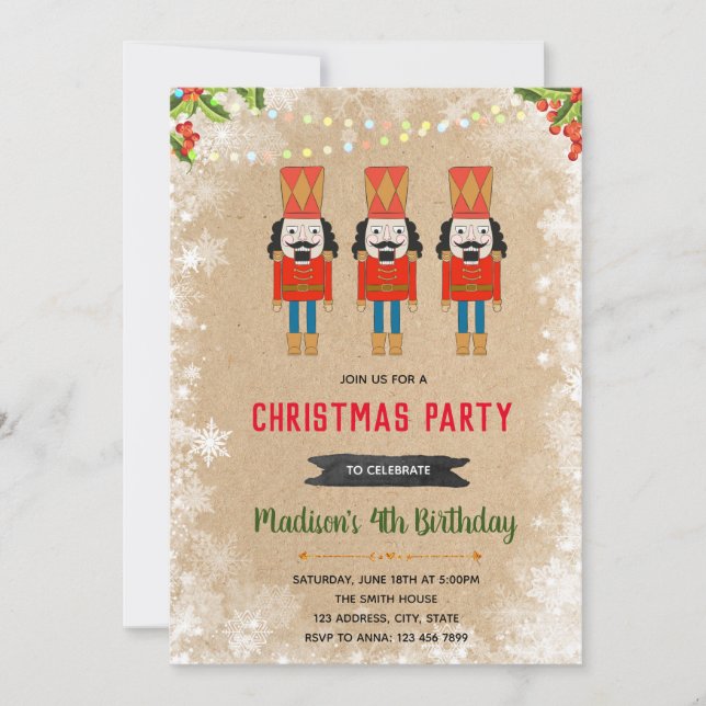 Nutcracker christmas birthday party invitation (Front)