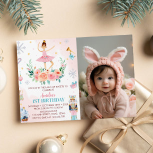 Nutcracker Christmas Birthday Photo Invitation