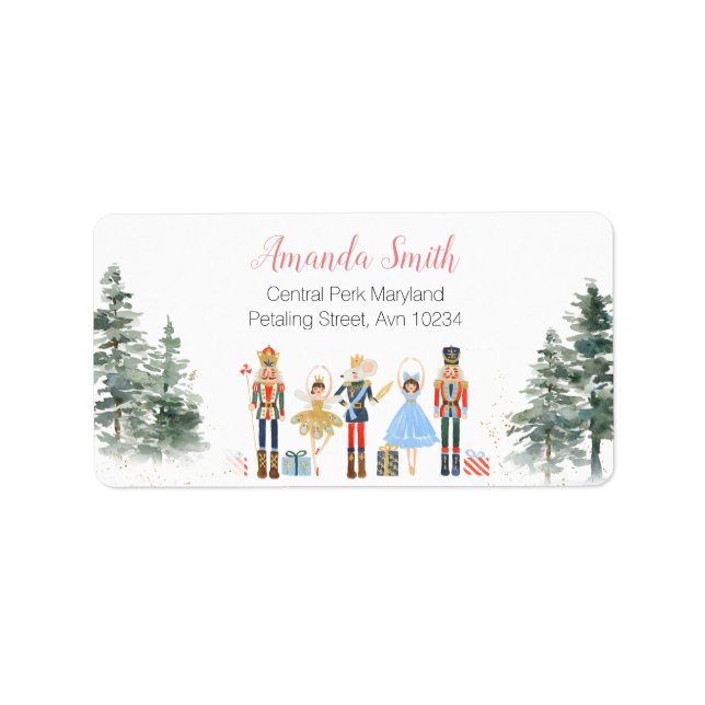 Nutcracker Christmas Bridal Shower Tea Address Label (Front)