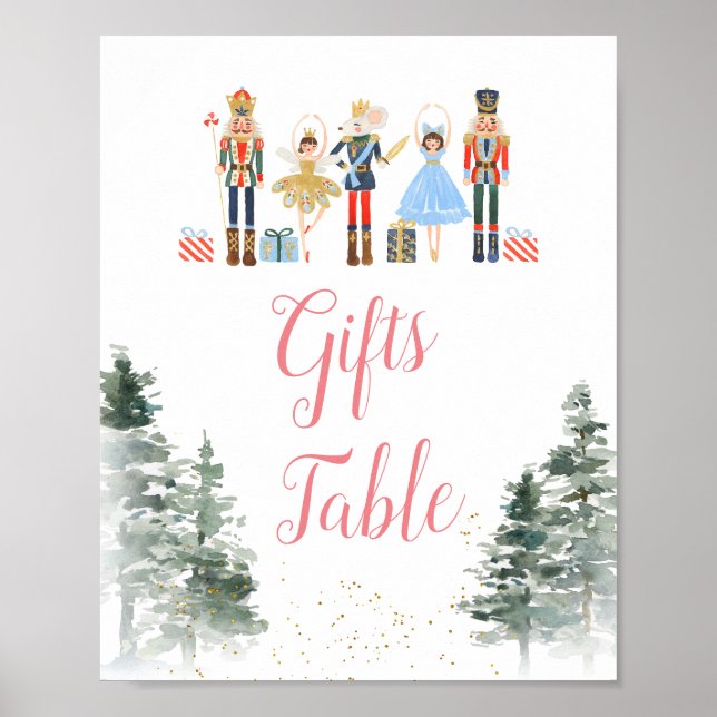Nutcracker Christmas Bridal Shower Tea Gifts Table Poster (Front)