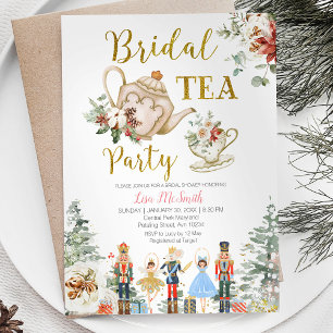 Nutcracker Christmas Bridal Shower Tea Party Invitation