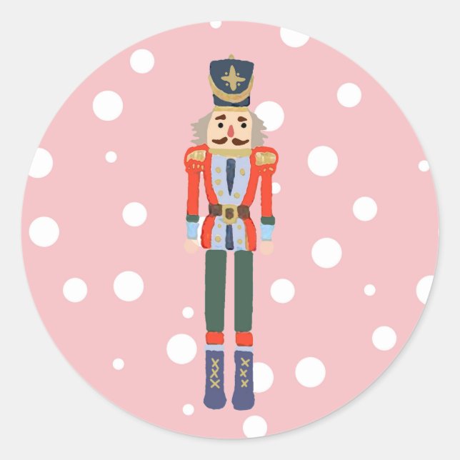 Nutcracker Christmas Design Classic Round Sticker (Front)